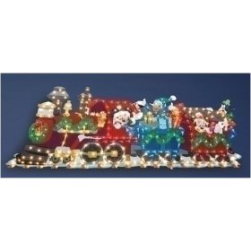 Disney Characters With Santa Hats Christmas Train Lighted Yard Art