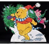 Pooh & Piglet with Christmas Tree Yard Art 